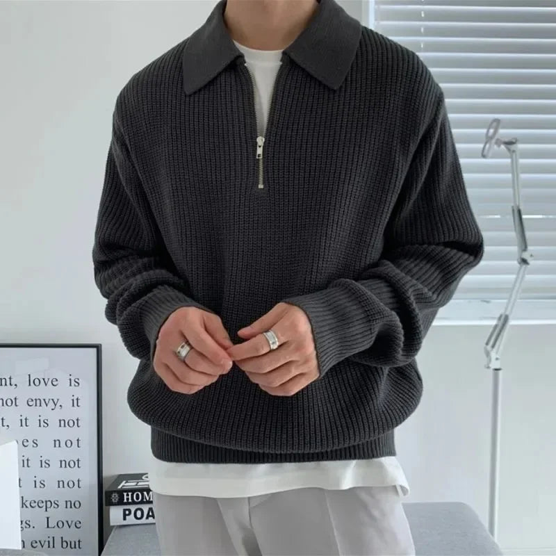 Men Lapel Sweater