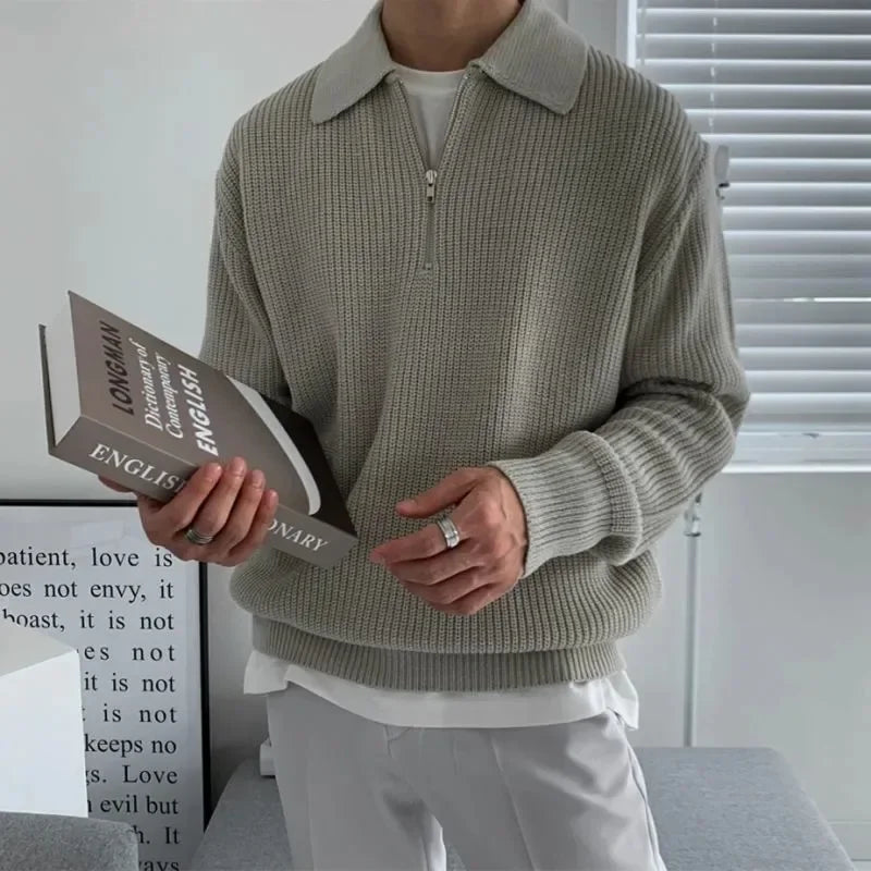Men Lapel Sweater