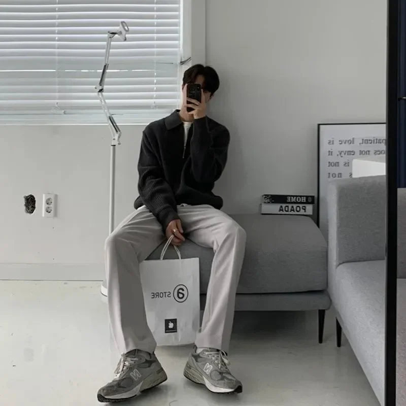 Men Lapel Sweater